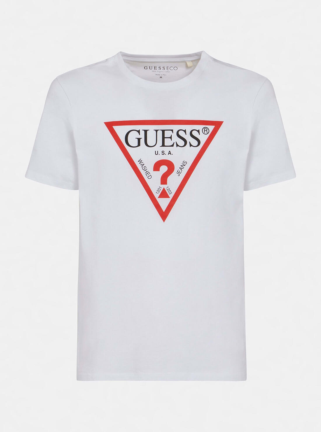 GUESS Mens Eco White Original Logo T-Shirt M1RI71I3Z11 Front View