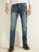 GUESS Mens Mid-Rise Regular Straight Denim Jeans In Delta Wash MB3AR4303DF Front View