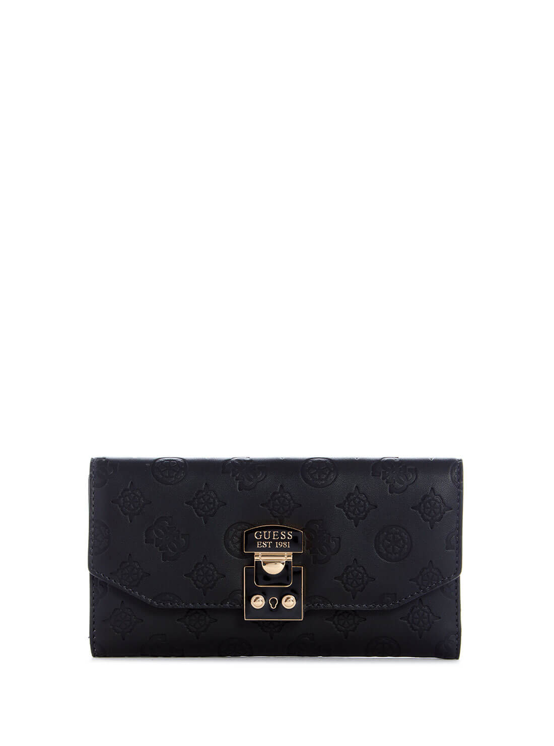 GUESS Womens  Black Carlson Multi Clutch PG839866 Front View
