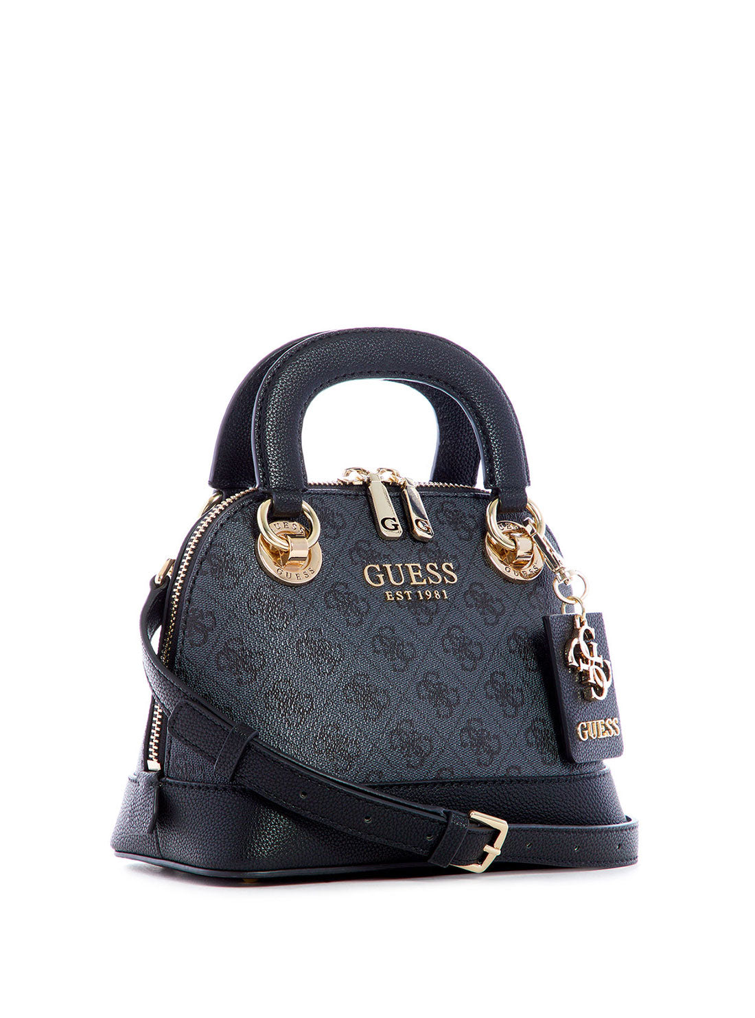 Black Cathleen Small Dome Satchel Zip, Afterpay Available GUESS
