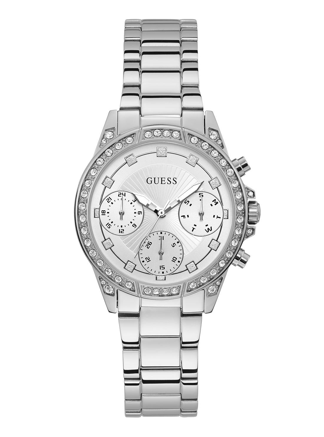 GUESS Womens Silver Gemini Crystal Watch W1293L1 Front View