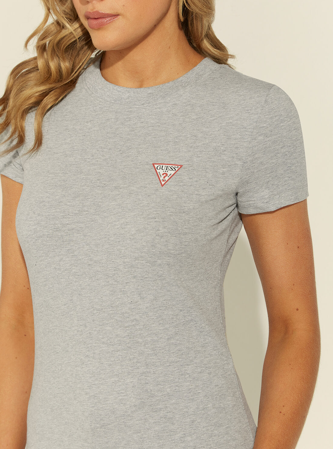 GUESS Womens Eco Grey Basic Logo T-Shirt W1YI0ZJ1311 Detail View