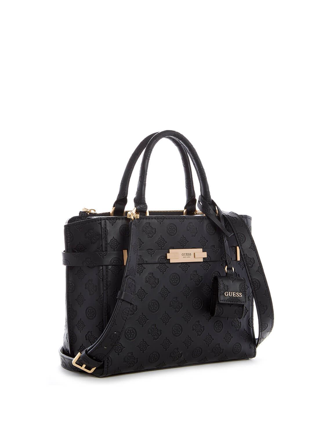 GUESS Black Bea Society Satchel Bag side view