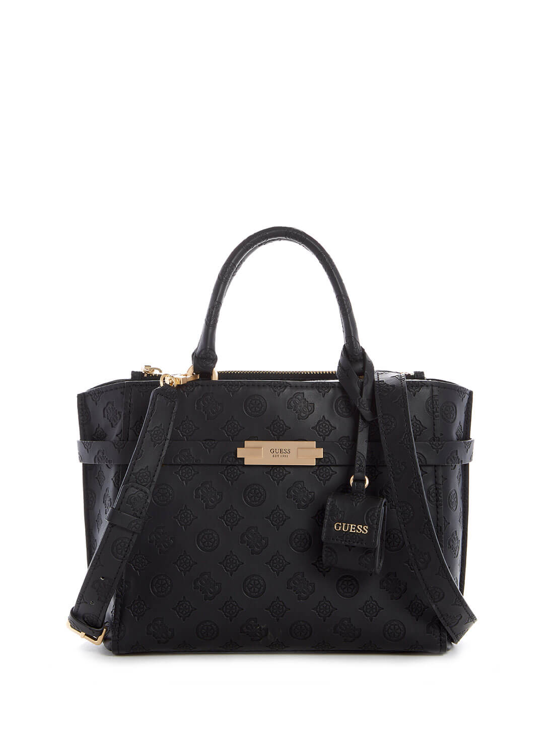 GUESS Black Bea Society Satchel Bag front view