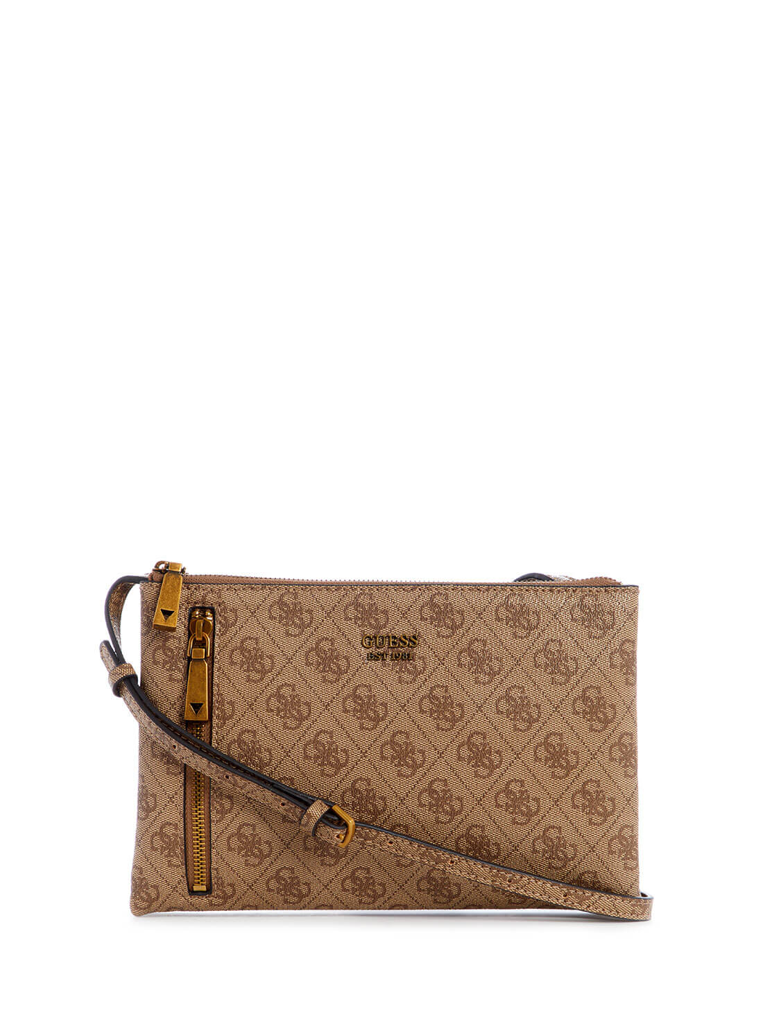 Brown Logo Naya Double Zip Crossbody