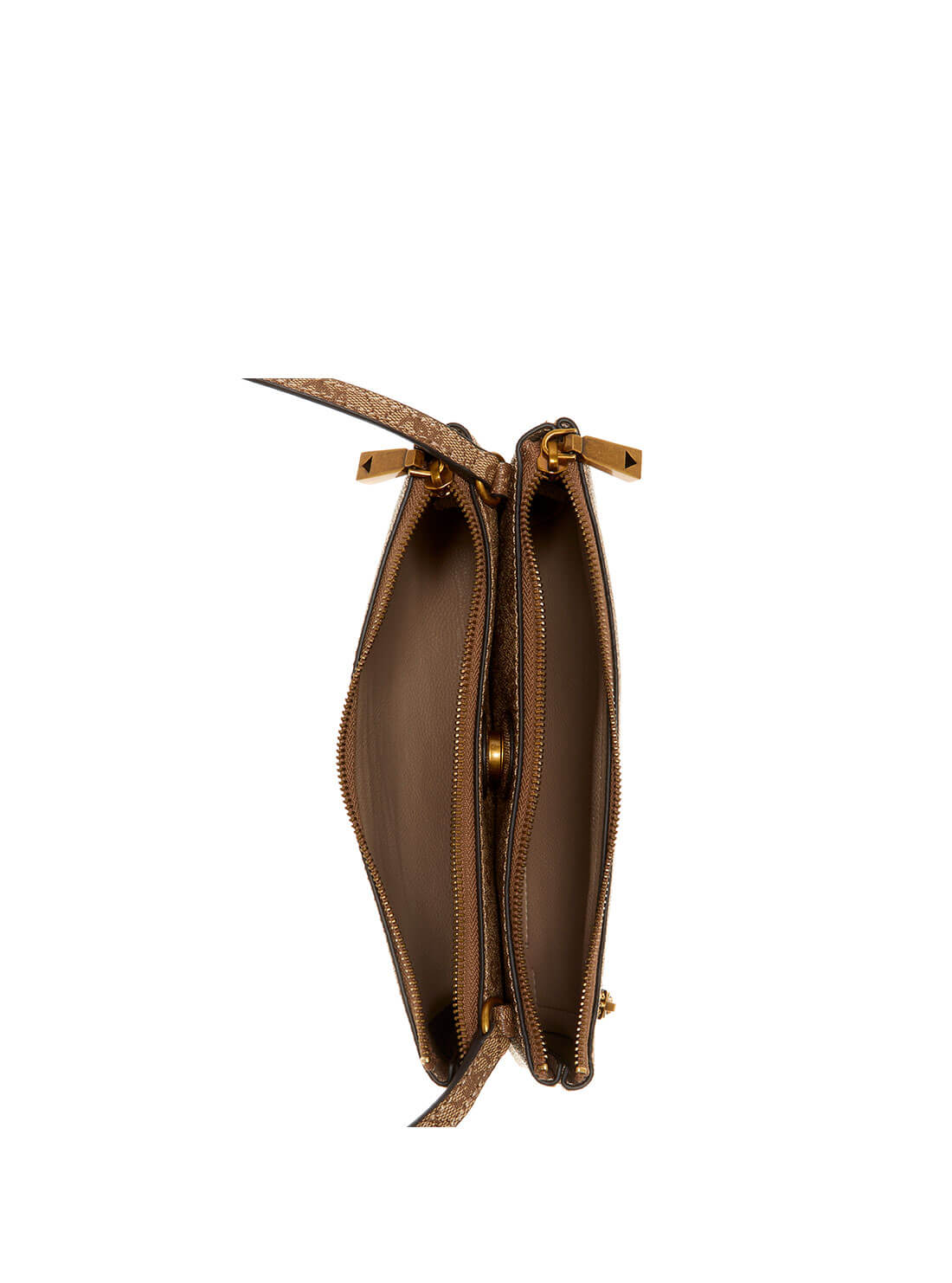 Brown Logo Naya Double Zip Crossbody