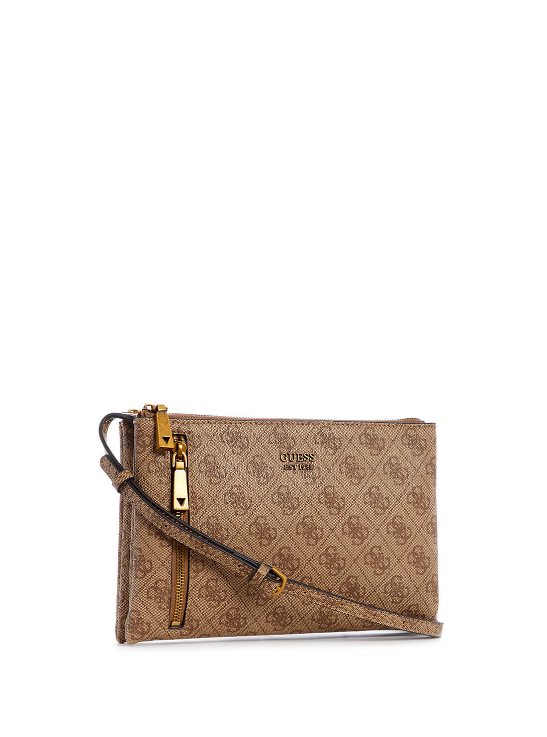 Brown Logo Naya Double Zip Crossbody