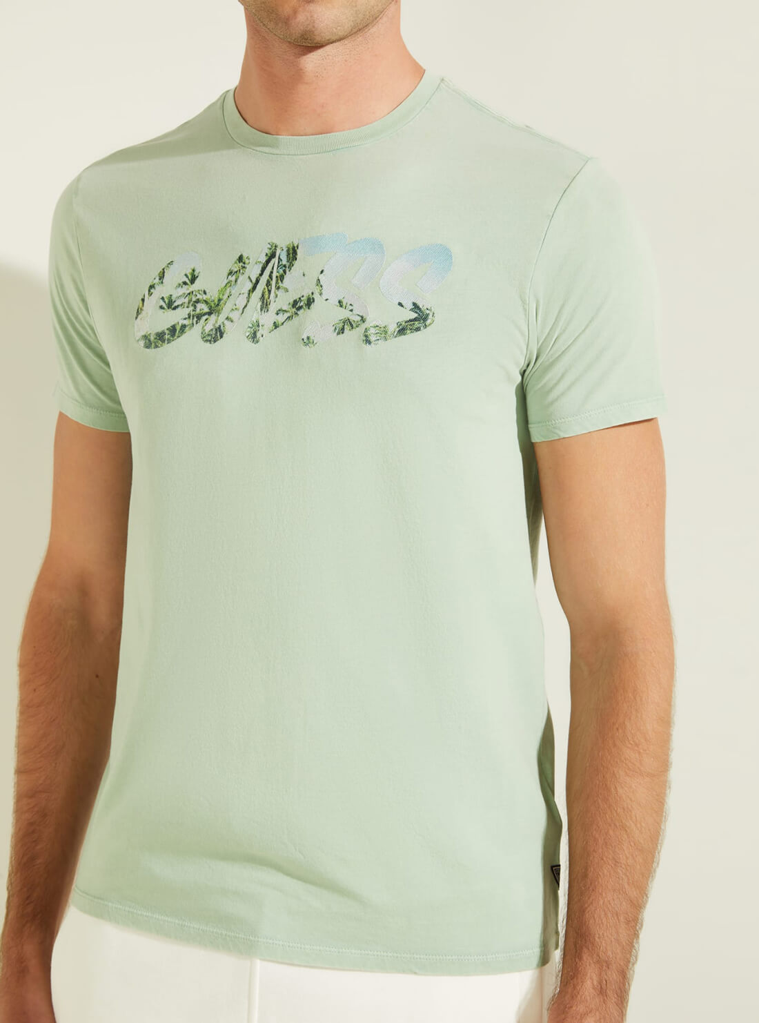 GUESS Mens Eco Green Graffiti Logo T-Shirt MBYI05R9RMC Detail View