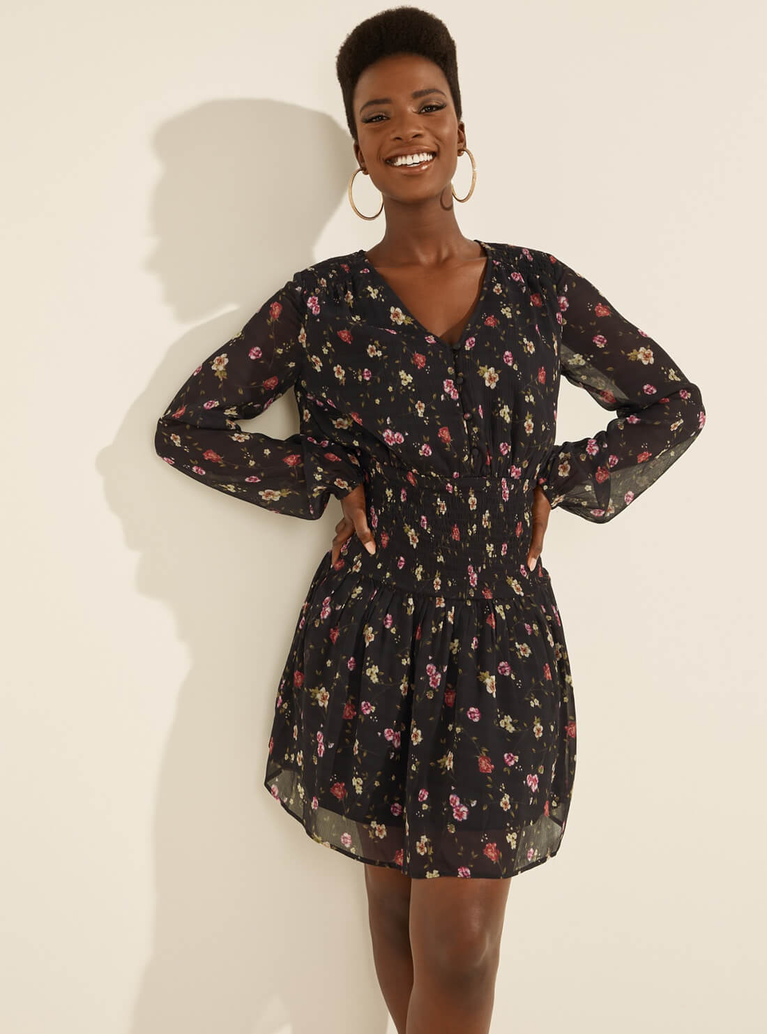 Guess black cheap floral dress