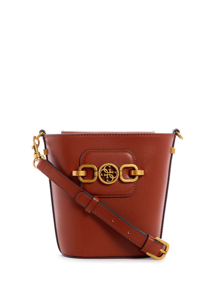 Brown Hensely Crossbody Bucket Bag GUESS