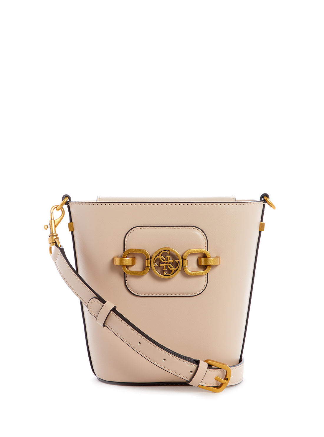 GUESS Womens Beige Hensely Crossbody Bucket Bag VB811301 Front View