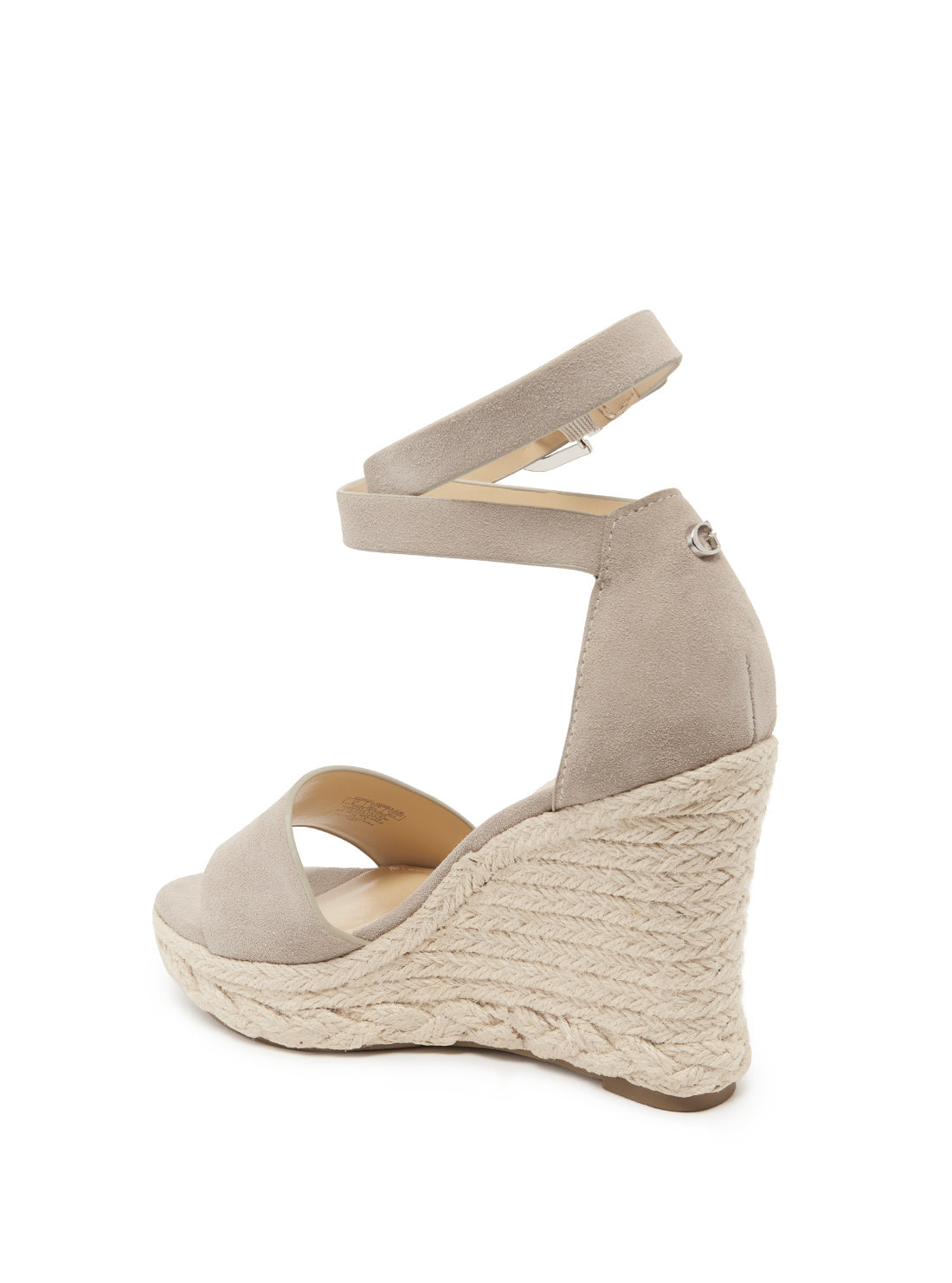 GUESS Womens Light Grey Hidy Suede Espadrille Wedges HIDY Back View
