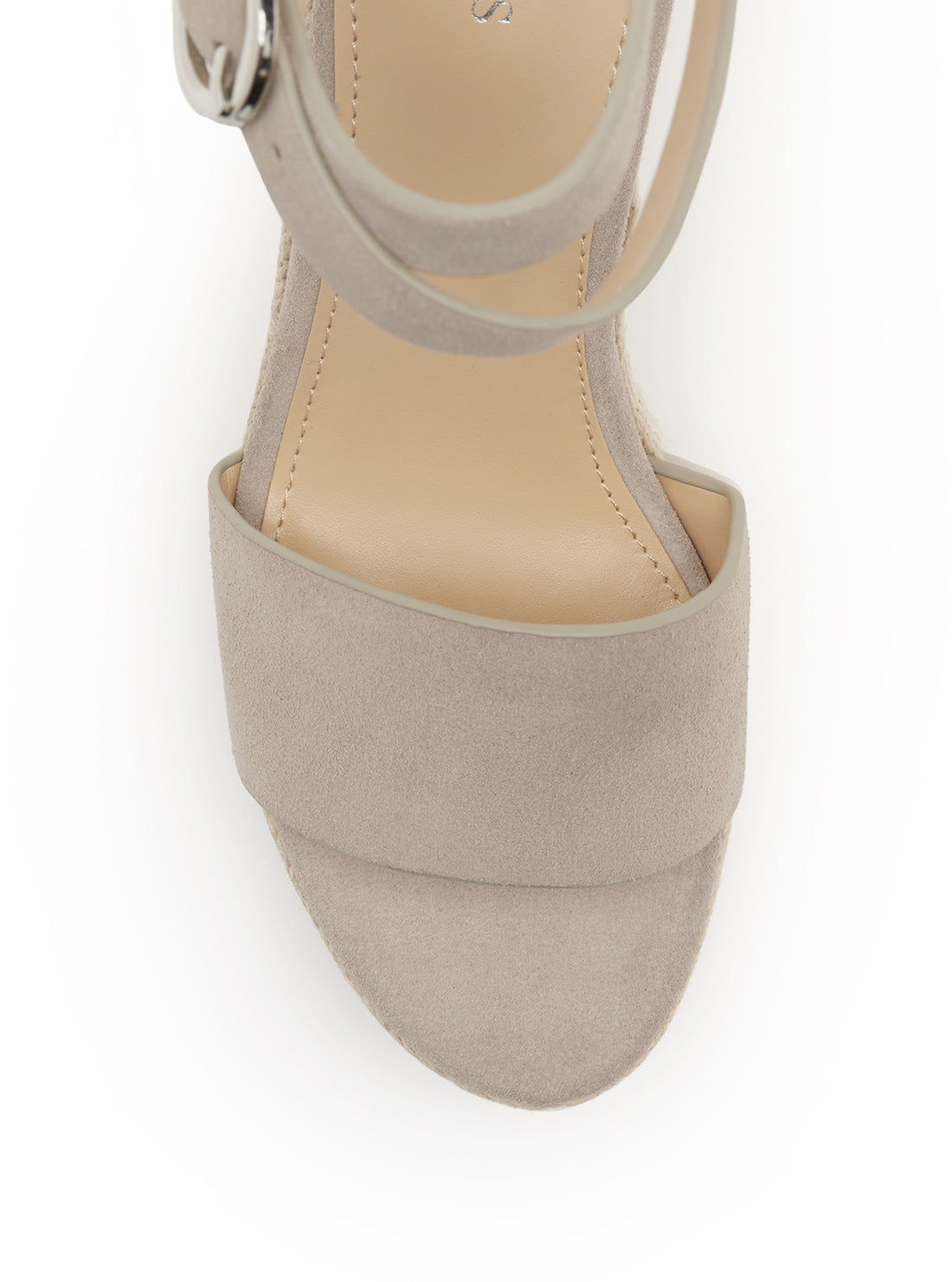 GUESS Womens Light Grey Hidy Suede Espadrille Wedges HIDY Top View