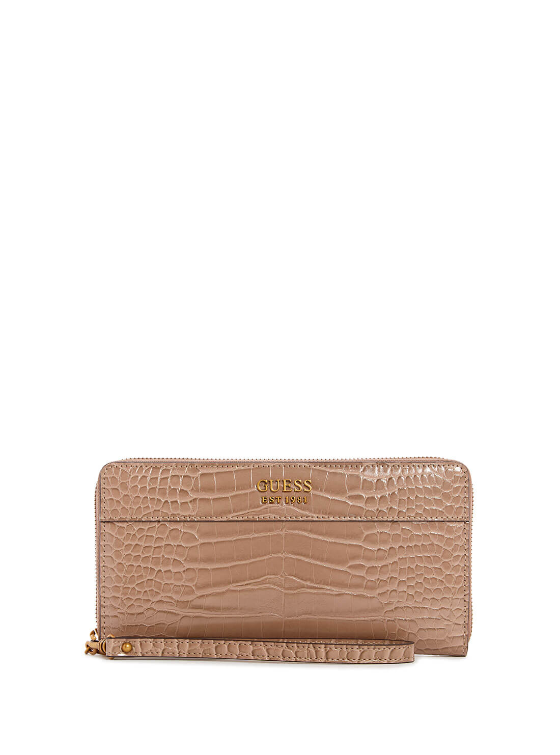 Taupe Croc Katey Cheque Organiser Wallet GUESS