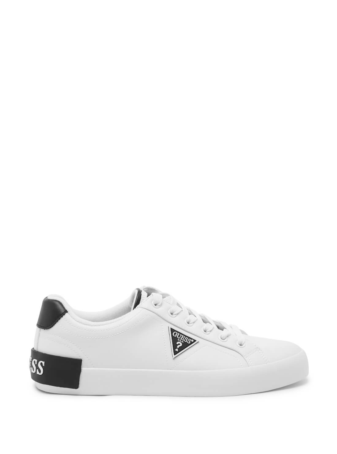 GUESS Mens White Logo Pisco Low-Top Sneakers PISCO-A Side View