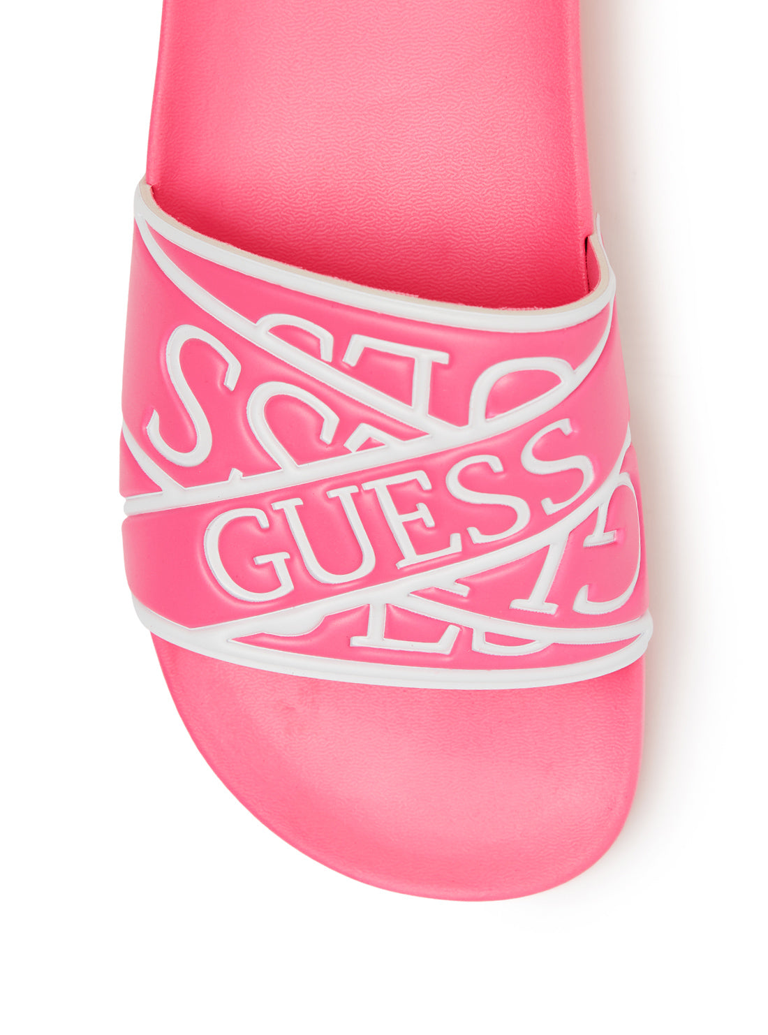 GUESS Womens  Pink Logo Tape Siline Slides SILINE  Top View