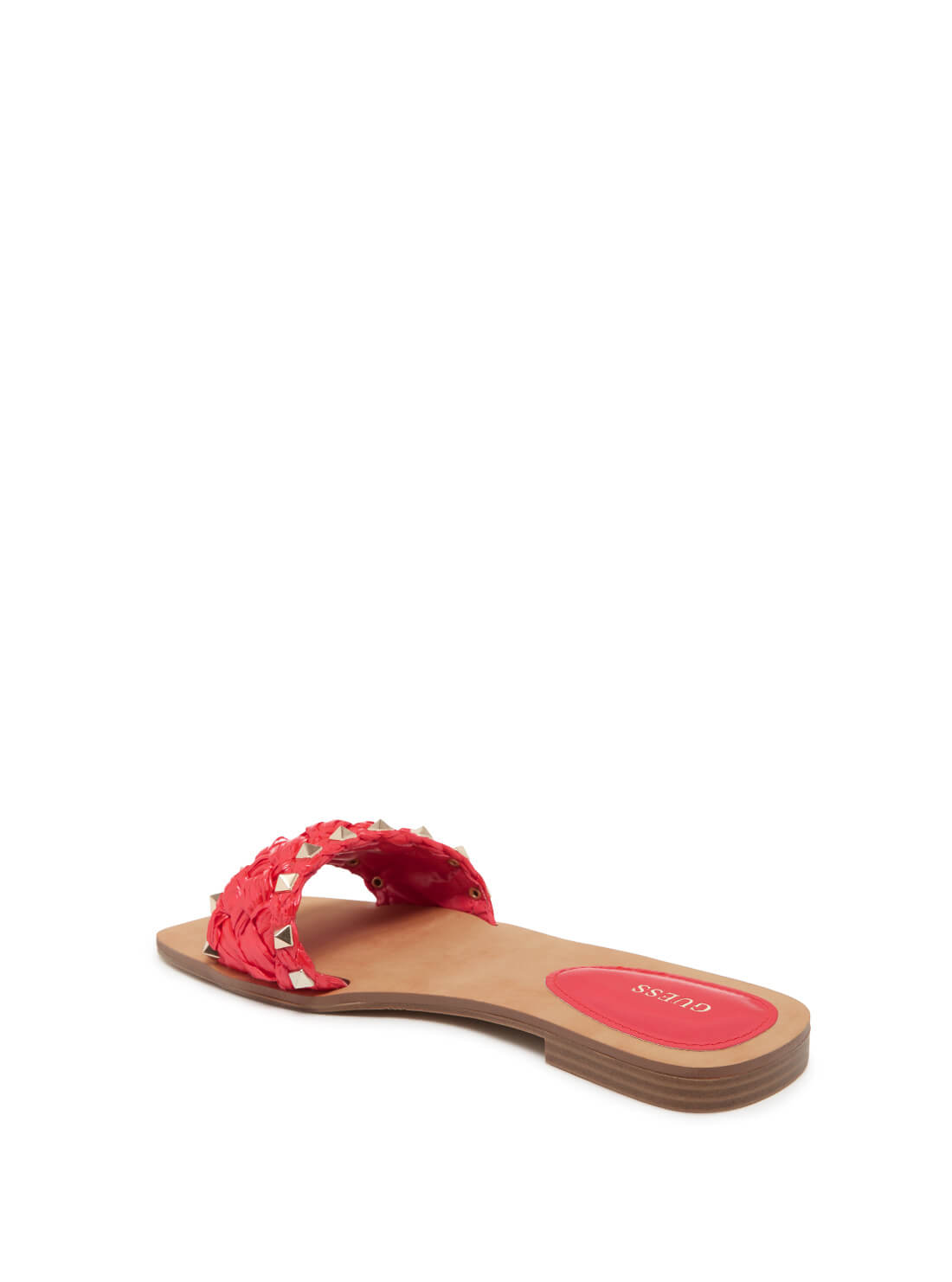 GUESS Womens Red Raidah Woven Stud Slides RAIDAH-A Back View