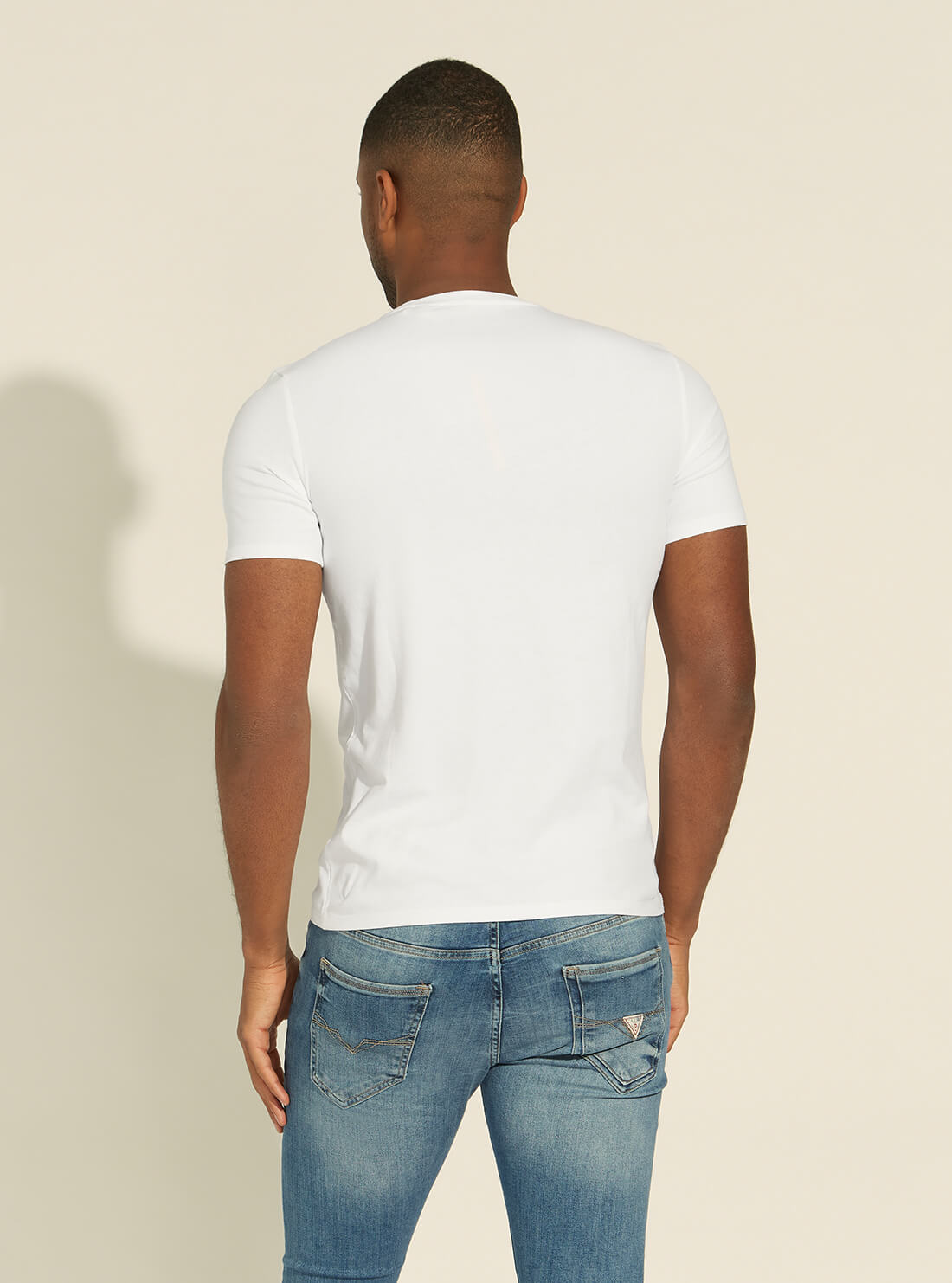 GUESS Mens White Slim Fit Logo T-Shirt M1RI36I3Z11 Back View