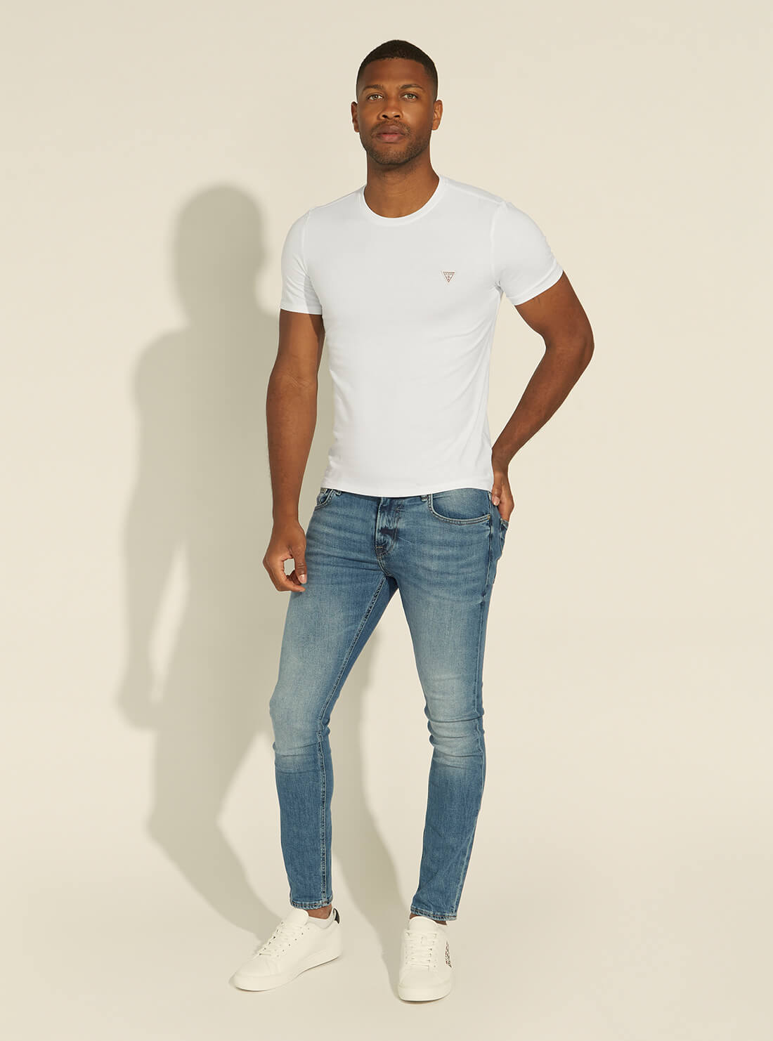 GUESS Mens White Slim Fit Logo T-Shirt M1RI36I3Z11 Full View