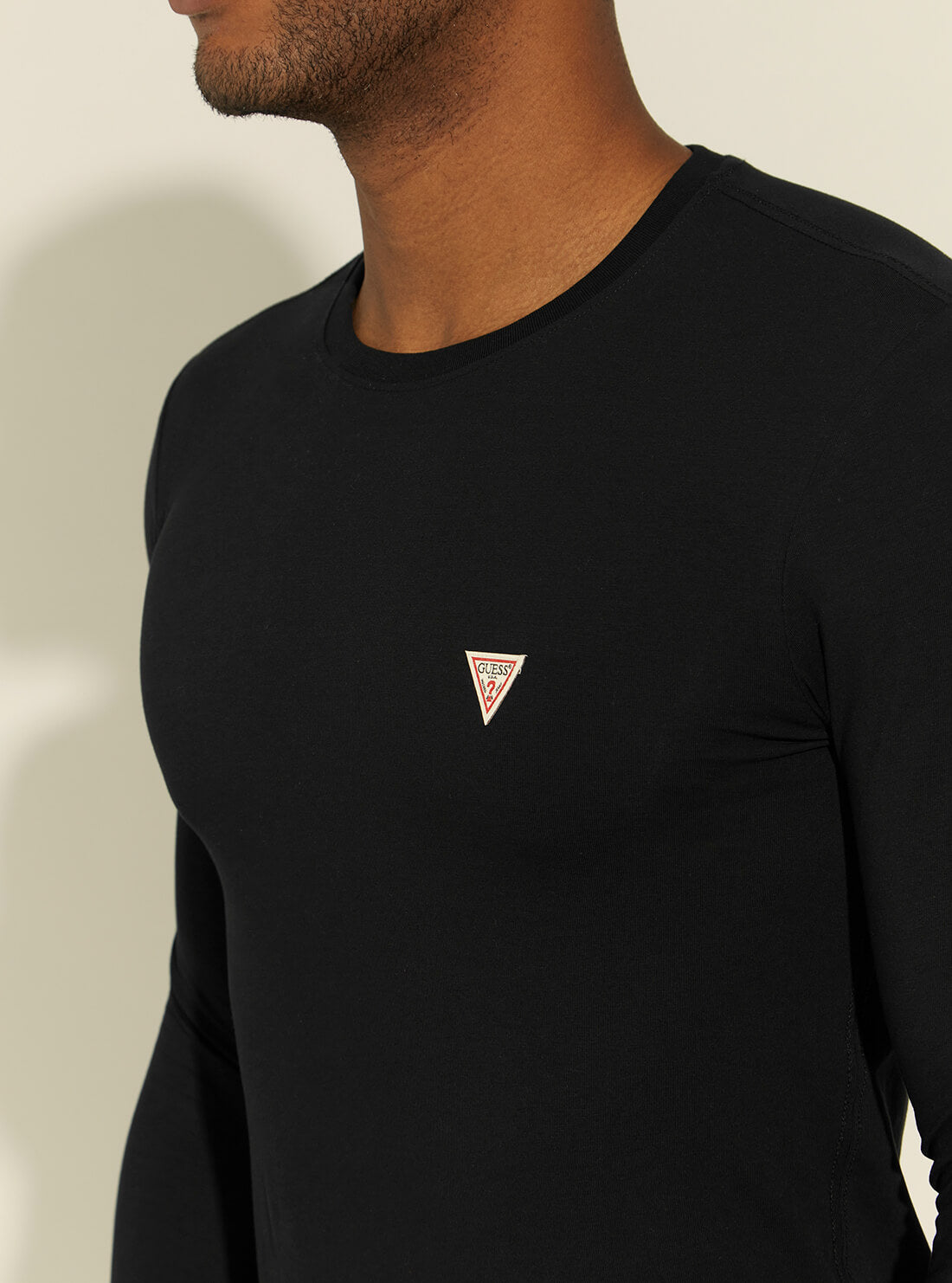 GUESS Mens Black Super Slim Long Sleeve T-Shirt M1RI28J1311 Detail View