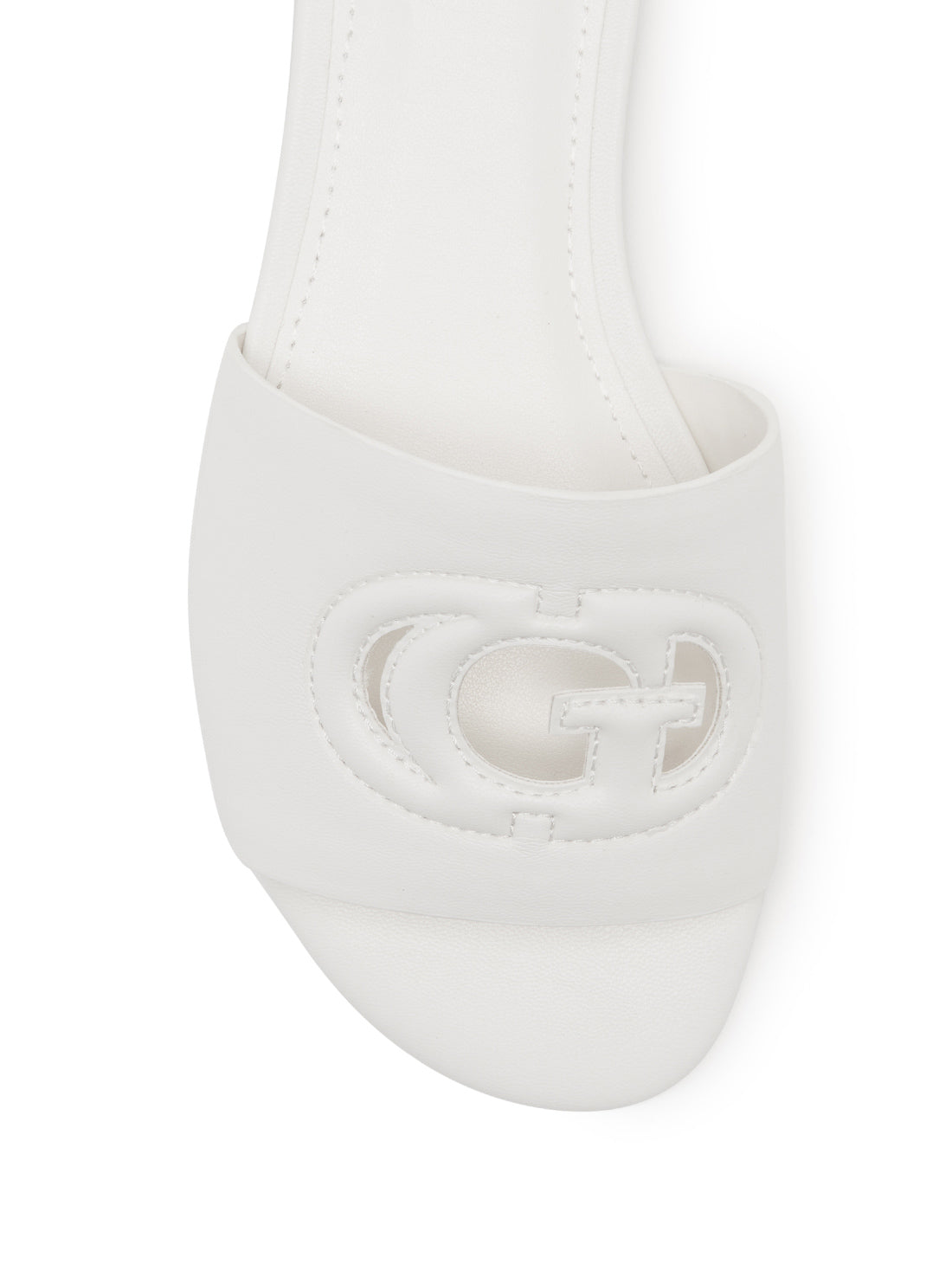 GUESS Womens White Tashia Cutout Logo Slides TASHIA Top View