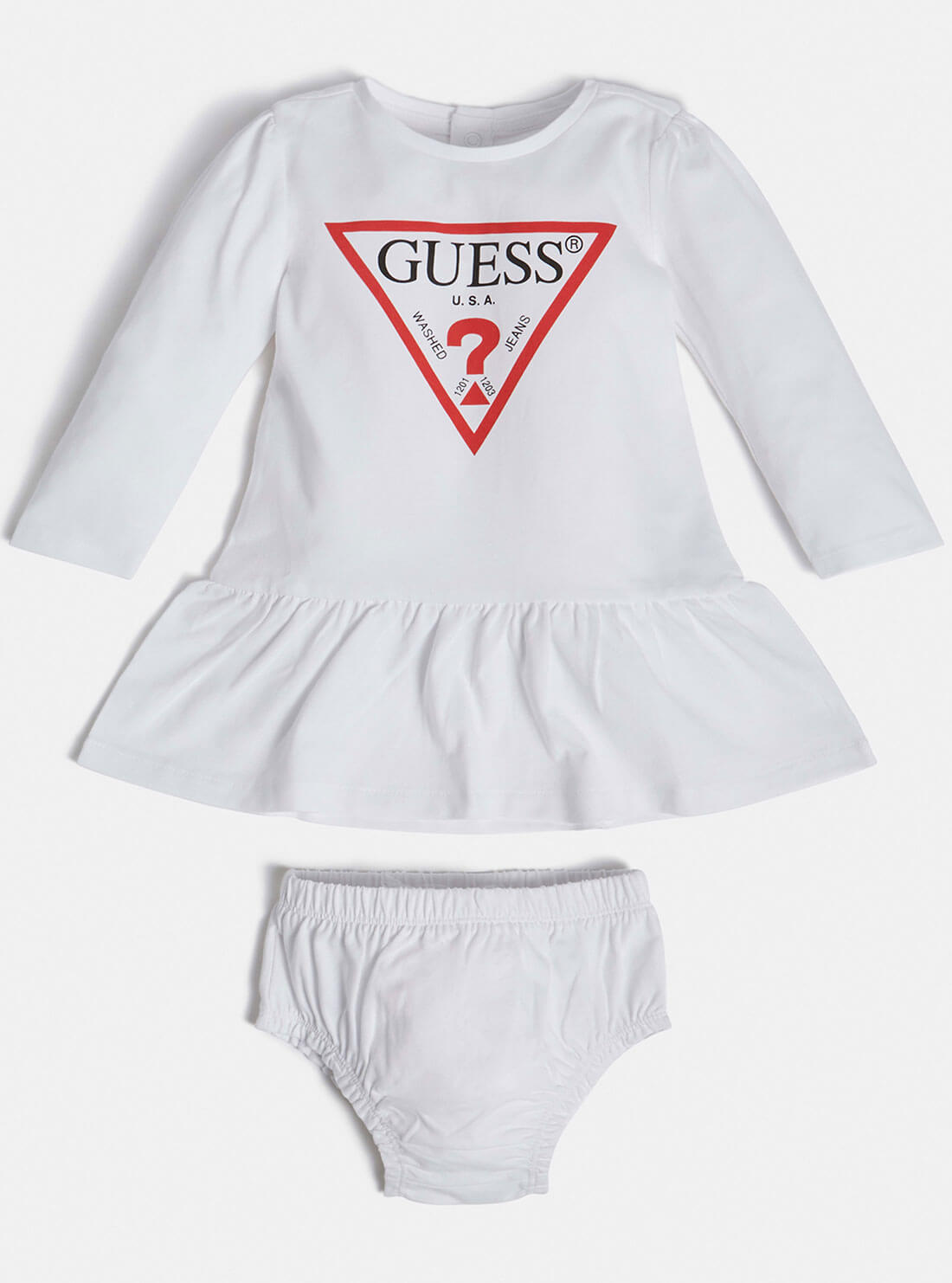 GUESS Baby Girl White Dress And Pants 2-Piece Set (3-24m) A93K19KAUD0 Front View