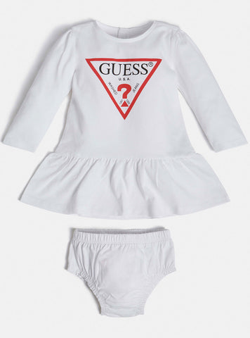 GUESS Baby Girl White Dress And Pants 2-Piece Set (3-24m) A93K19KAUD0 Front View