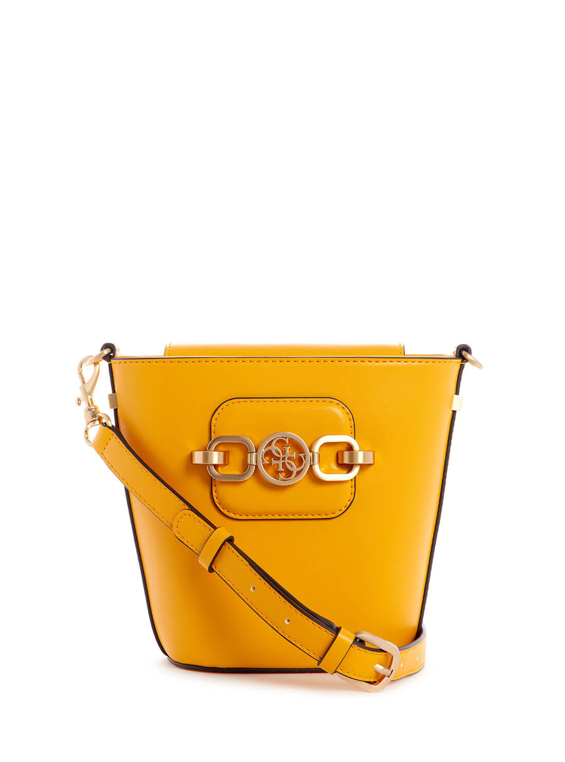 GUESS Womens Yellow Hensely Crossbody Bucket Bag VS811301 Front View